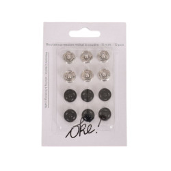 SACHET DE 6 / BOUTON PRESSION METAL A COUDRE 11 MM. 12 PCS